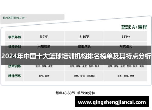 2024年中国十大篮球培训机构排名榜单及其特点分析